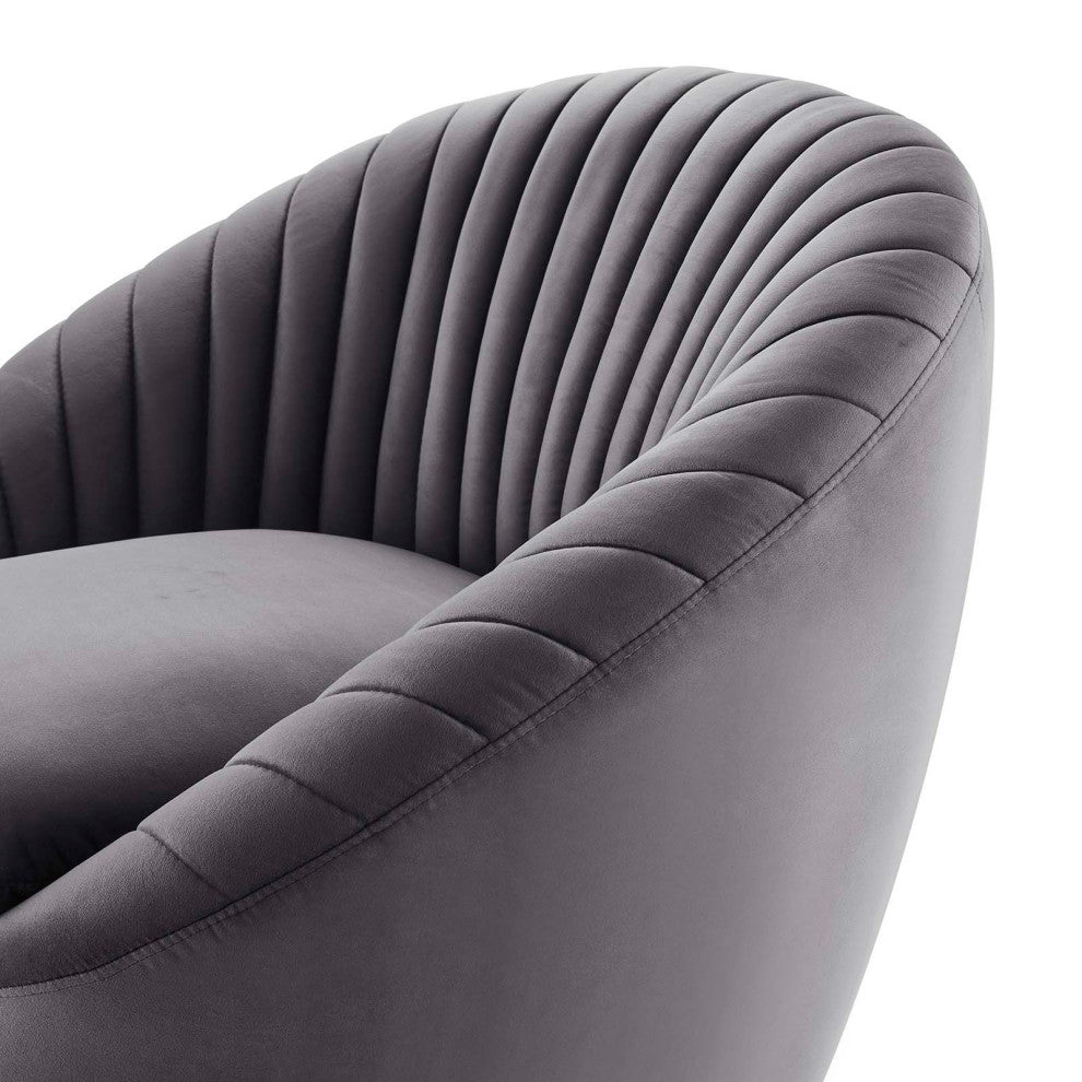 ArmTufted Chair Swivel Accent Tufted Chair, Gold Gray, Velvet, Modern
