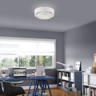 Meridian 2 Light Brushed Nickel Semi-Flush With Off-White Shade