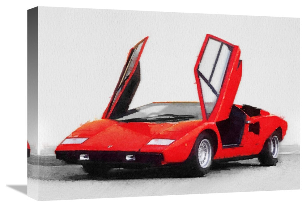 "1974 Lamborghini Countach Open Doors Watercolor" Fine Art Print