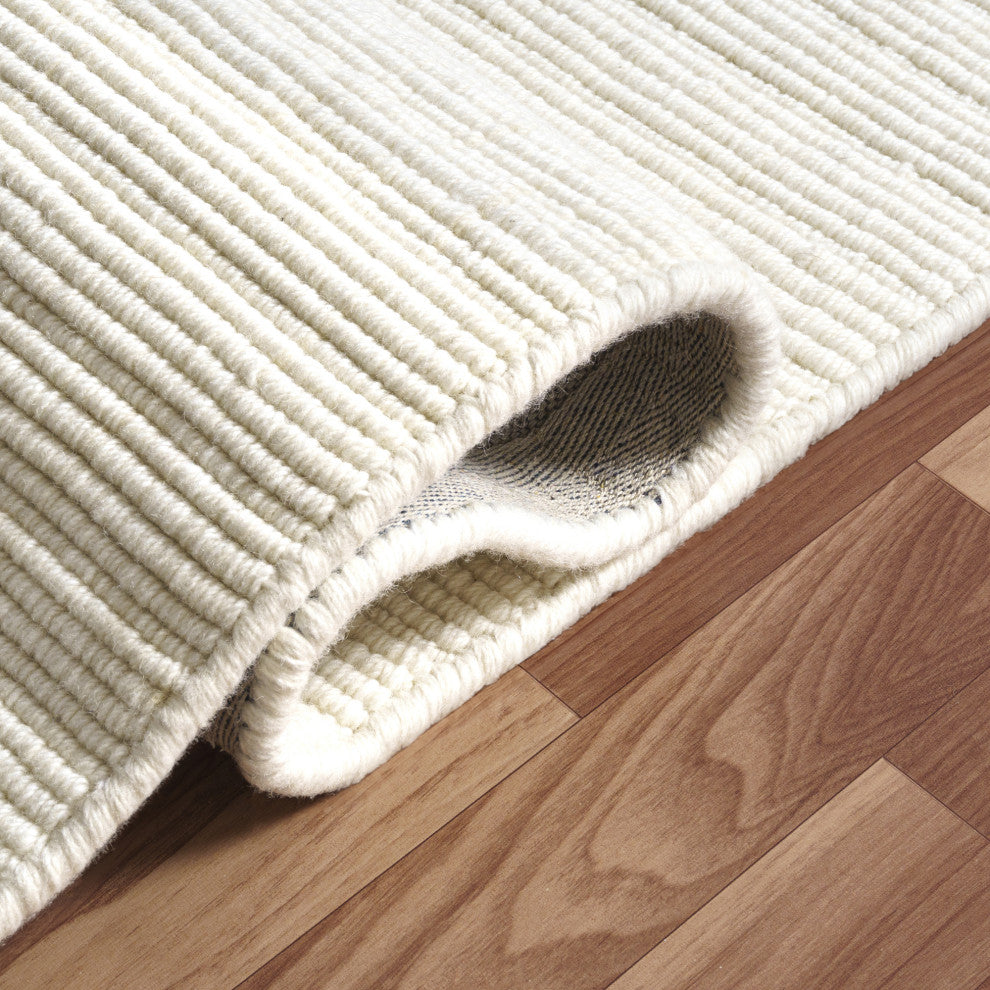 Ivory Transitional Solid Handwoven New Zealand Wool Indoor Rug, 2' x 3'