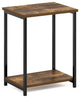 Furinno Simplistic Industrial Metal Frame End Table, Amber Pine