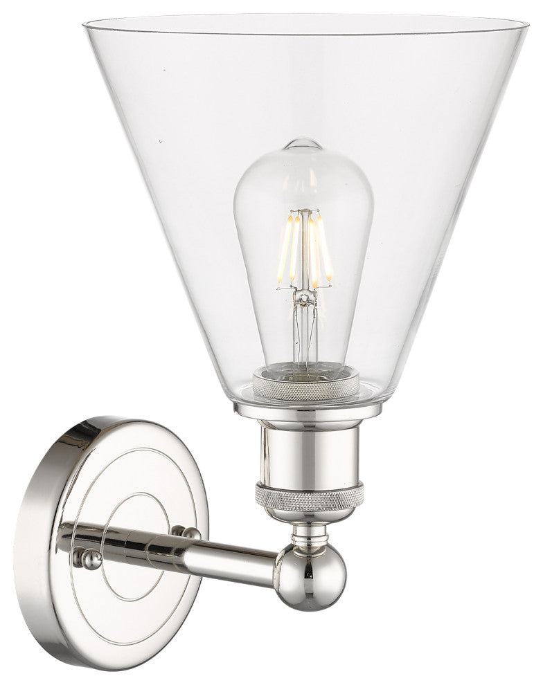 Berkshire 1-Light 8" Sconce, Polished Nickel Finish, Clear Shade