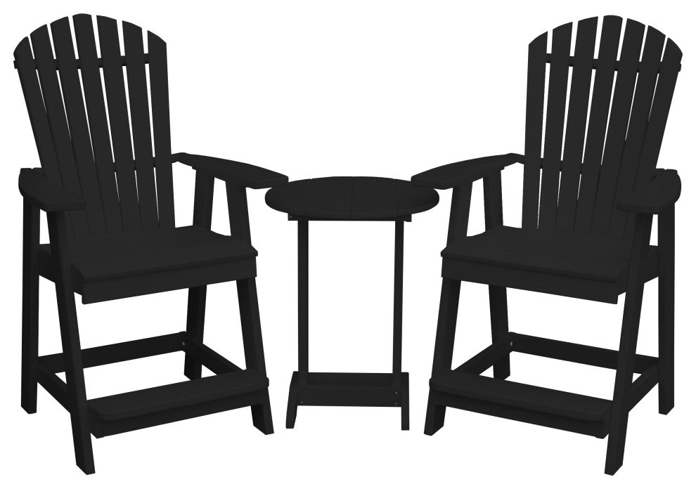 Poly Lumber Adirondack Chair with Arms, Black, Counter Height