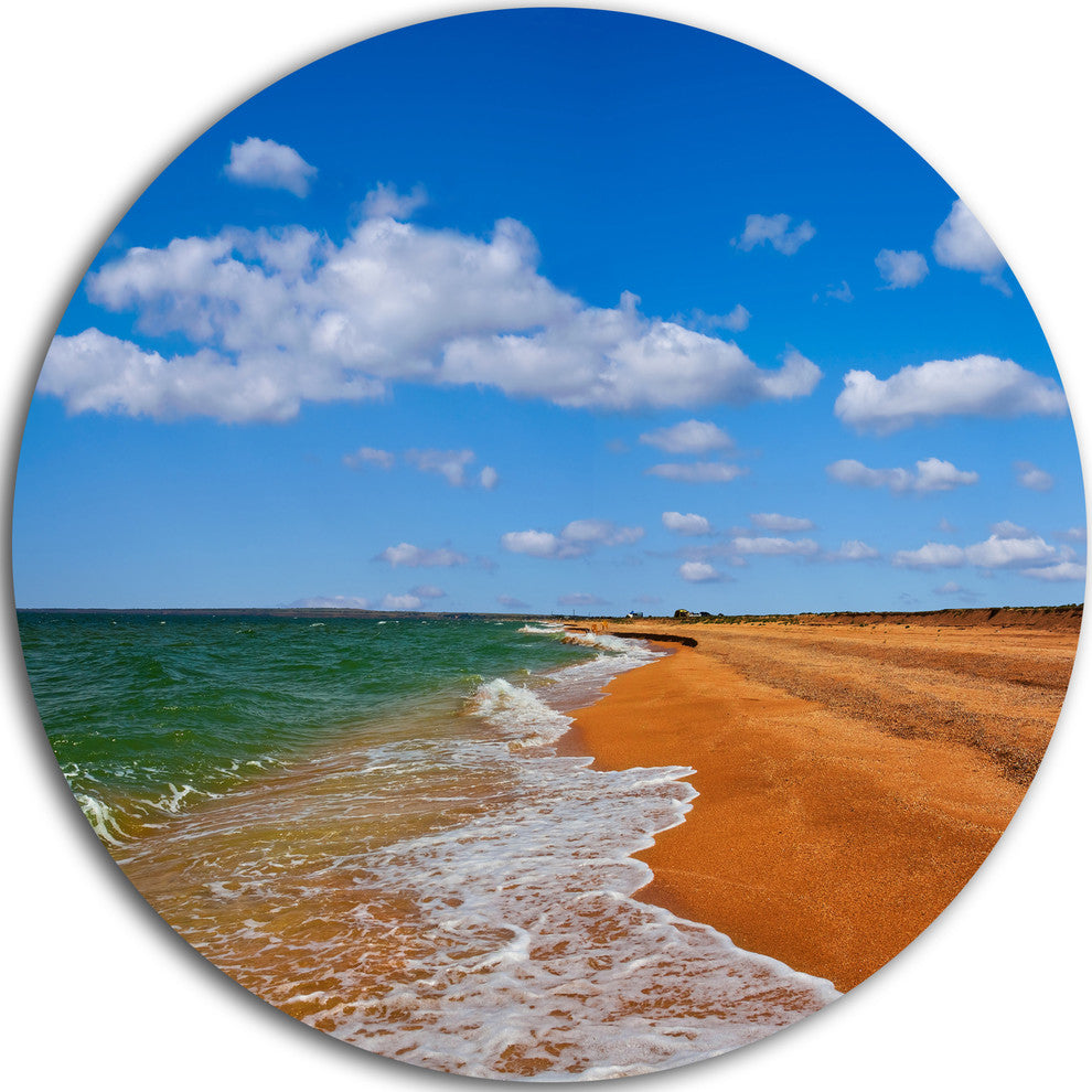 Green Waters On Winter Day Beach, Seashore Round Metal Wall Art, 11"