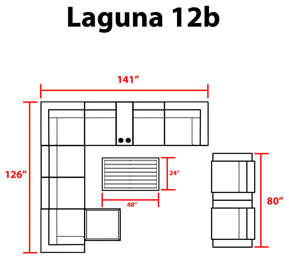 Laguna 12 Piece Outdoor Wicker Patio Furniture Set 12b