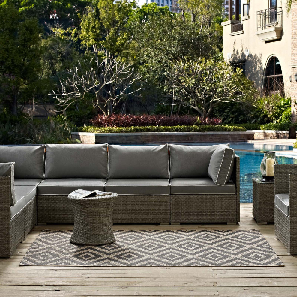 Area Rug Floor Carpet, Indoor Outdoor, Rectangular, 4x6, Grey Gray and Beige