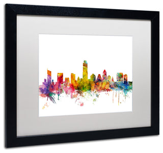 "Austin, Texas Skyline" Matted Framed Canvas Art by Michael Tompsett