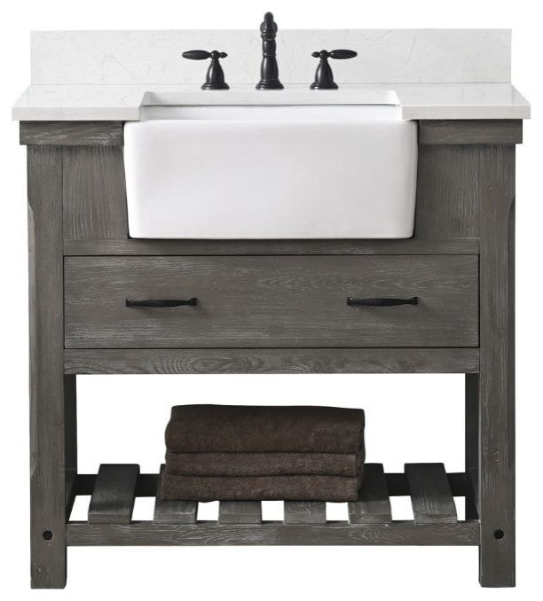 Wesley 36" Bathroom Vanity, Weathered Gray