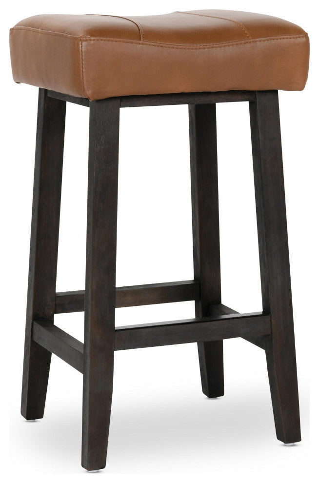 Laurie Backless Counterstool 26", Caramel, Dark Brown Legs