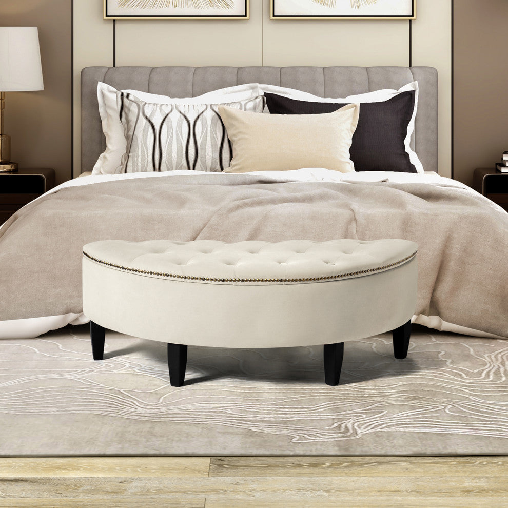 Alina 43.3"W Bedroom Bench, Ivory