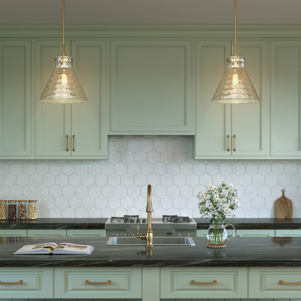 1 Light 14 in. Modern Gold Pendant
