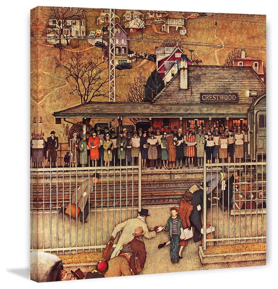 "Commuters" Painting Print on Canvas by Norman Rockwell