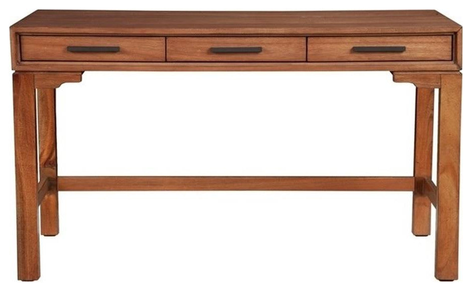 Origins by Alpine Nova Large Wood Desk in Honey Maple (Brown)