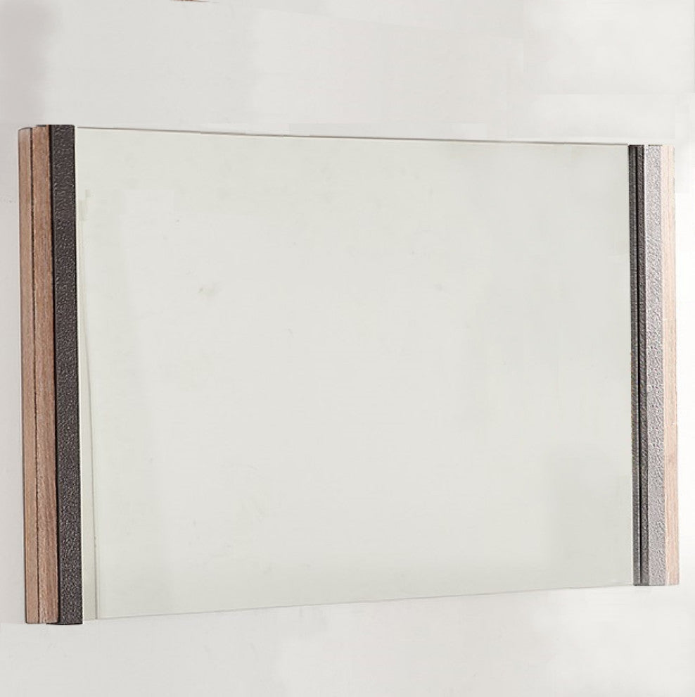 51" X 3.5" X 35" Natural Veneer Metal Mirror