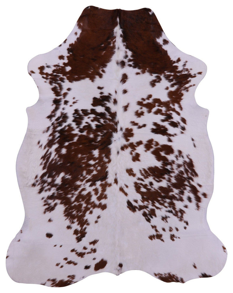 6' 9" X 5' 5" Brown and White Natural Cowhide Rug C1520