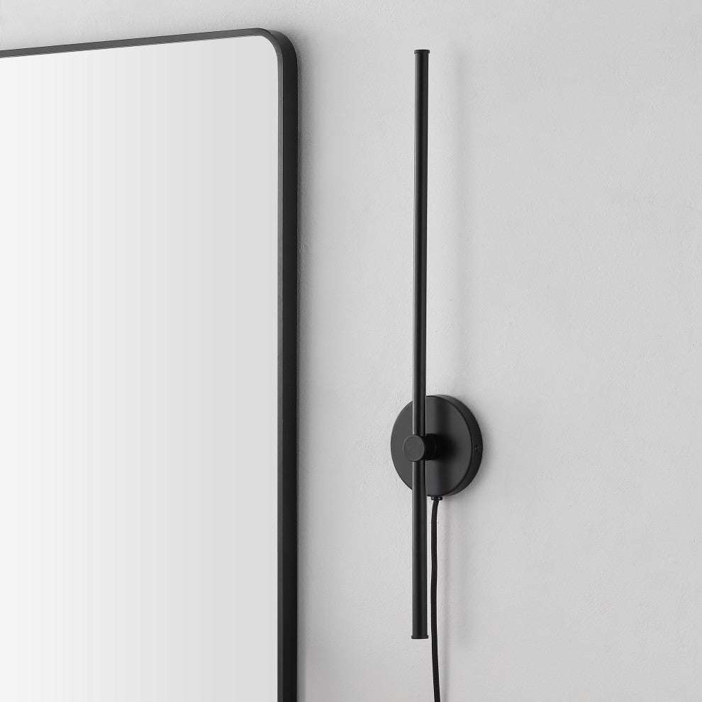 1-Light Modern Minimalist Iron Adjustable Bar Integrated LED Plug-In Sconce