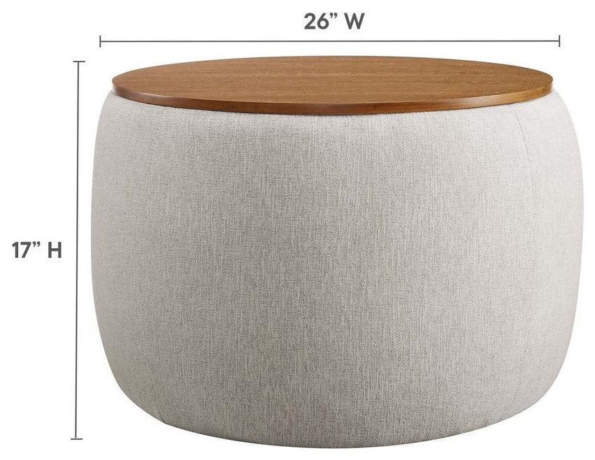 Perla Woven Heathered Fabric Upholstered Storage Ottoman