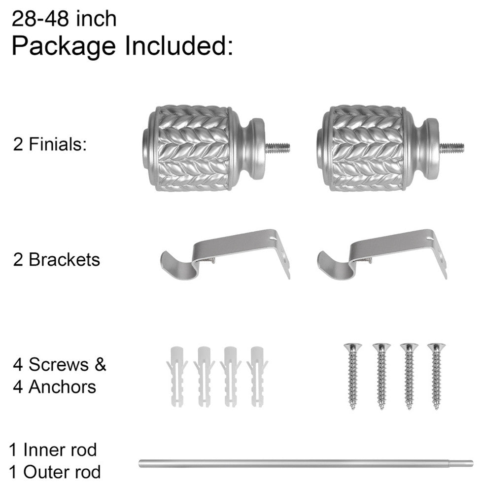 UTOPIA ALLEY 3/4 Inch Curtain Rod - Curtain Rods For Windows, Nickel, 28"-48"