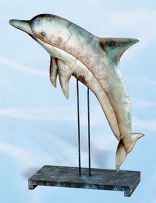 Metal Dolphin Sculpture on Stand