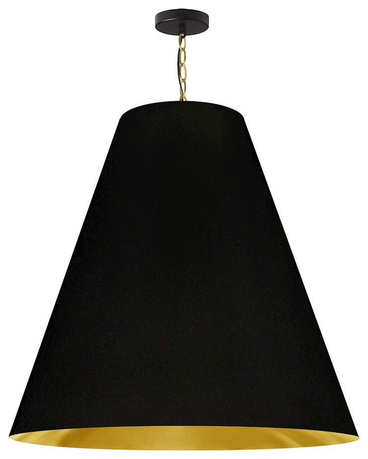 1 Light X-Large Anaya Aged Brass Pendant with Black/Gold Shade