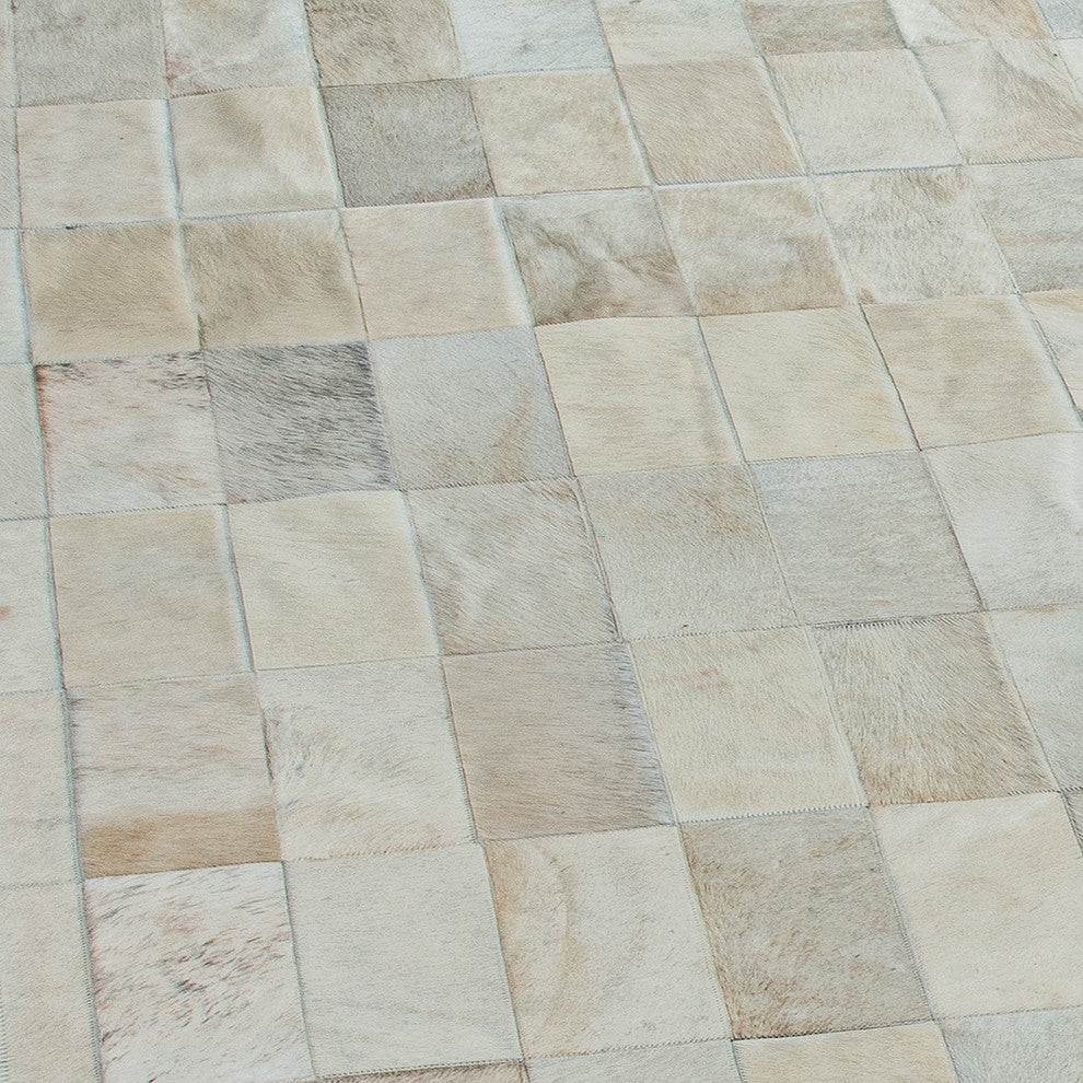 Cowhide Patchwork Rug, Daedalus, Neutral, 5'x8'
