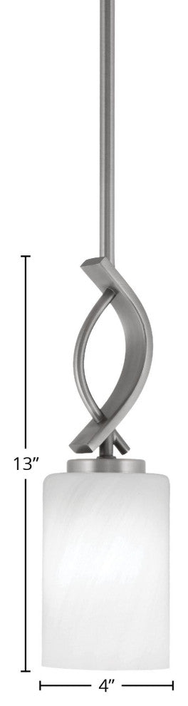 Cavella 1-Light Stem Hung Mini Pendant, Graphite, 4" White Marble Glass