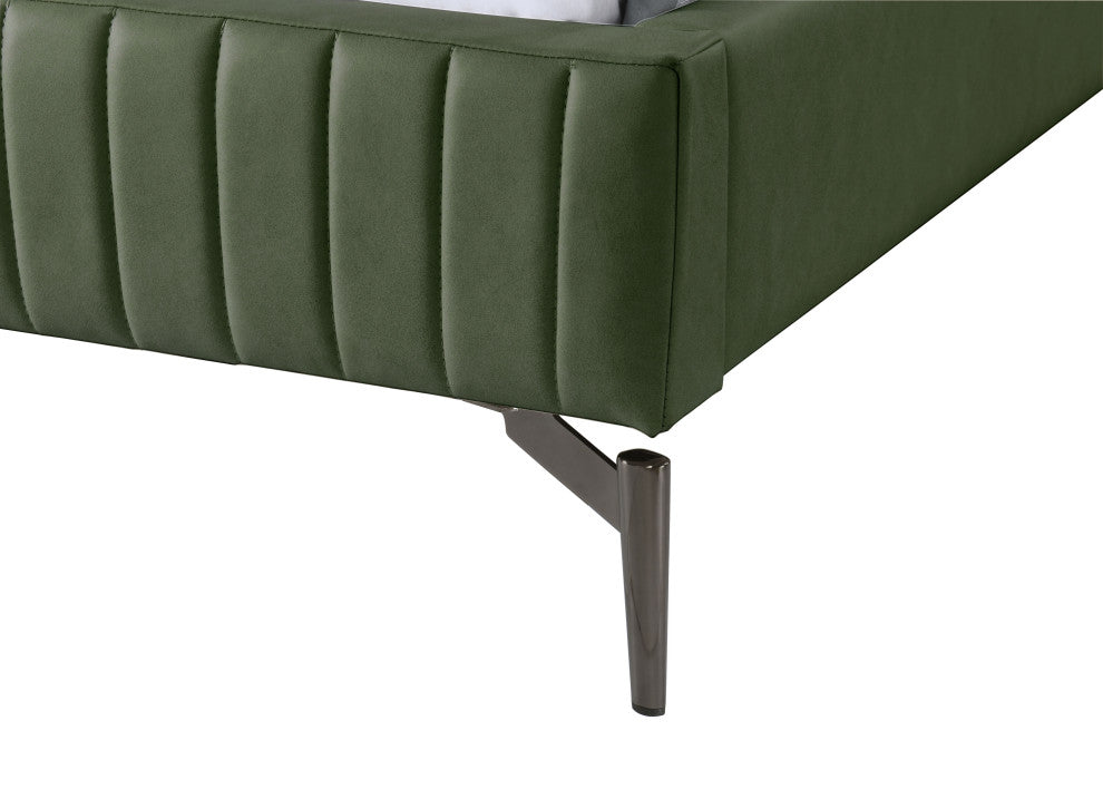 Gallo Vegan Leather Upholstered Bed, Green, Twin