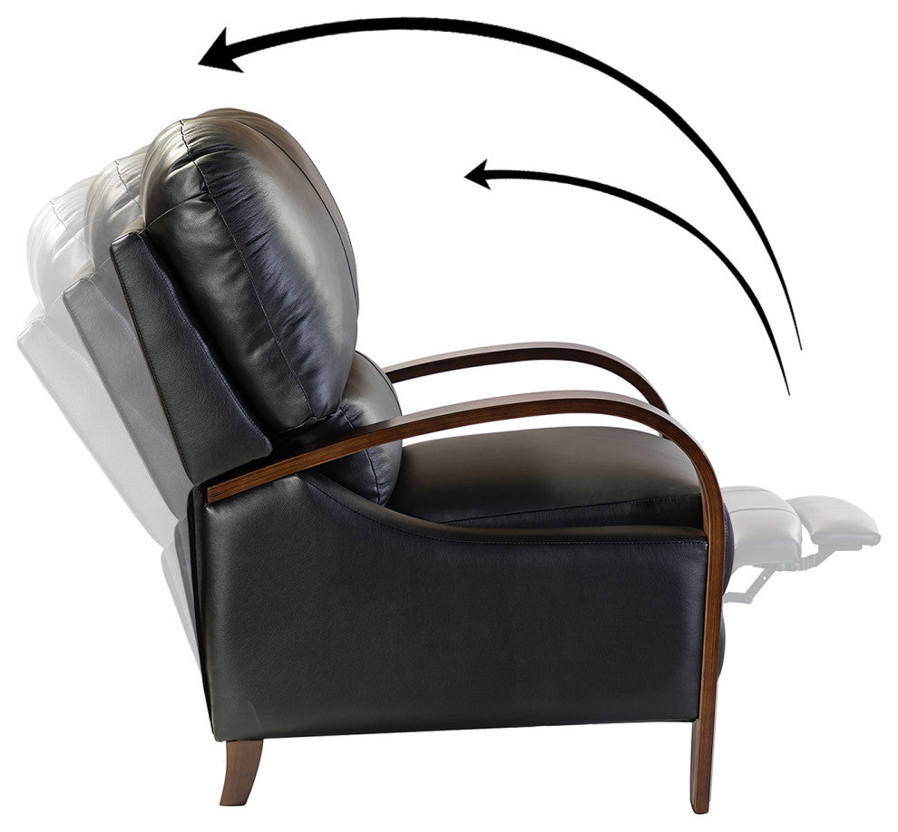 Amanda Genuine Leather Manual Recliner, Black
