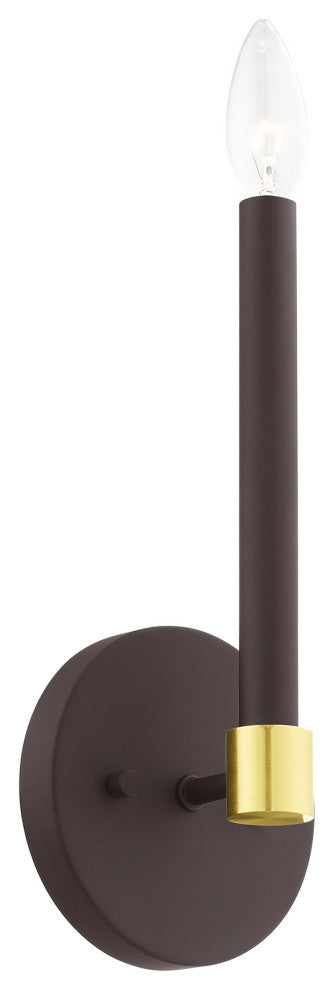Livex Lighting Karlstad 1 Light Bronze, Satin Brass Accents ADA Single Sconce