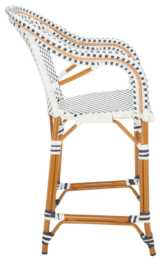 Safavieh California Counter Stool W Arm, White / Navy