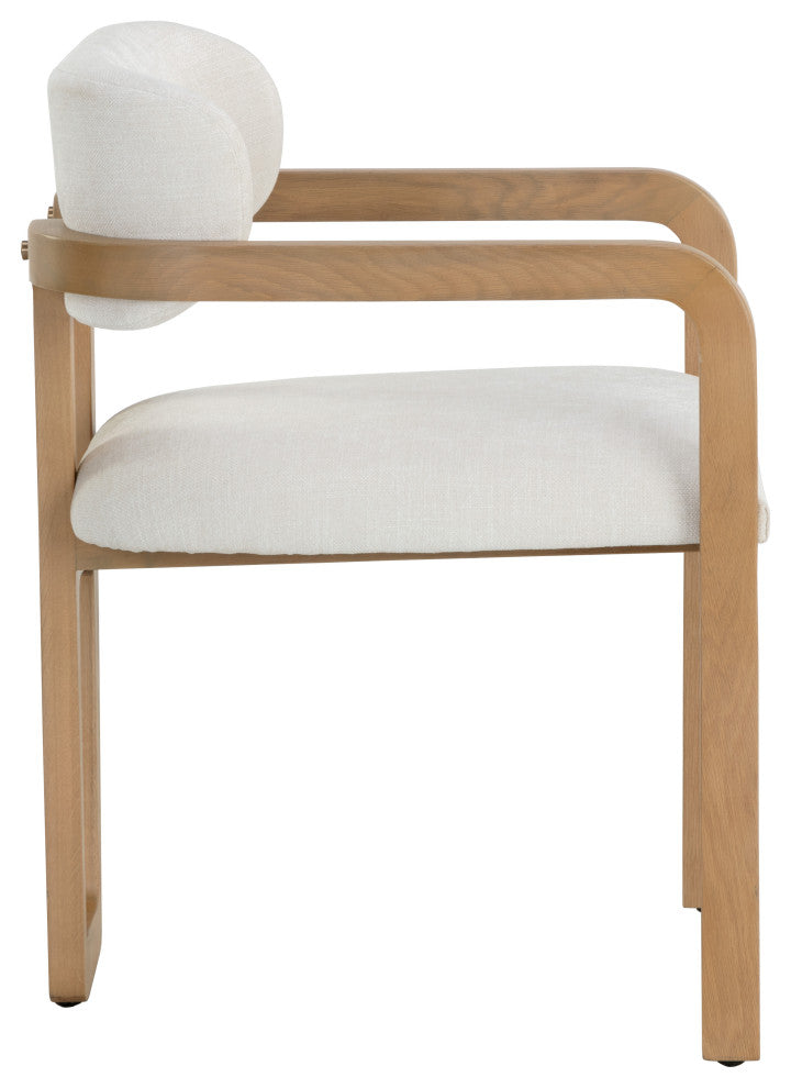 Madrone Dining Armchair, Rustic Oak, Heather Ivory Tweed