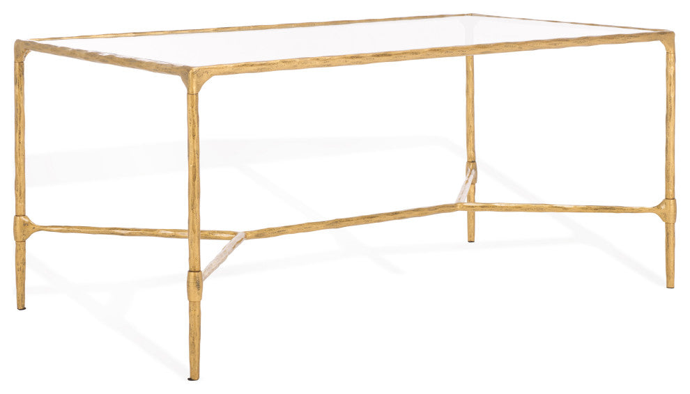 Safavieh Couture Isabellina Metal Coffee Table, Brass / Clear