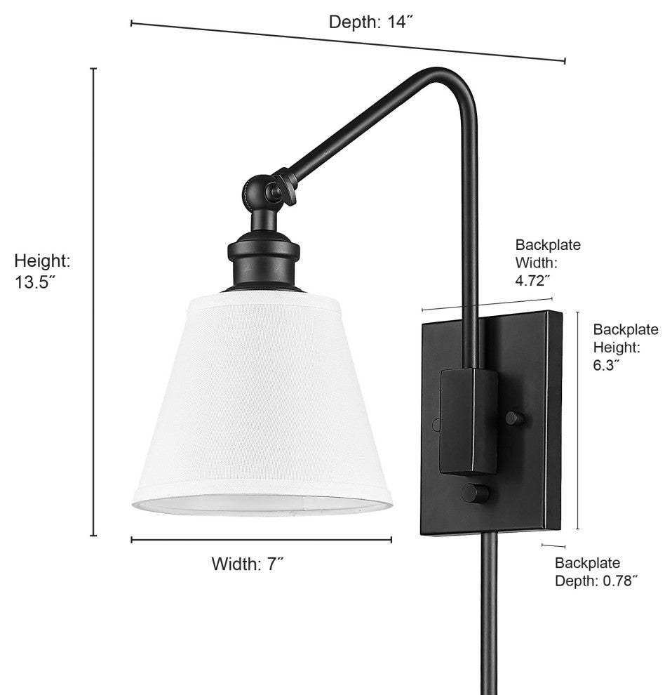 Elyon 1 Light 7 in.Swing Arm Wall Lamp Plug In/Wall Mount