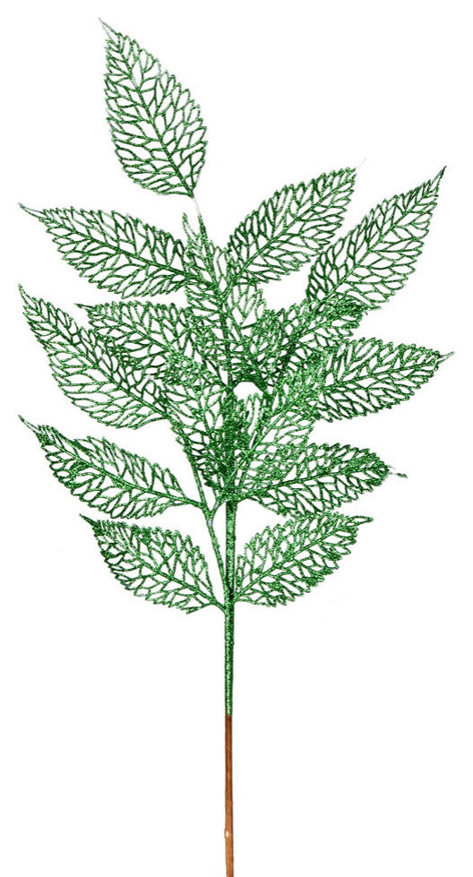 Vickerman L190504 22" Green Glitter Bay Leaf Lace Artificial Christmas Spray