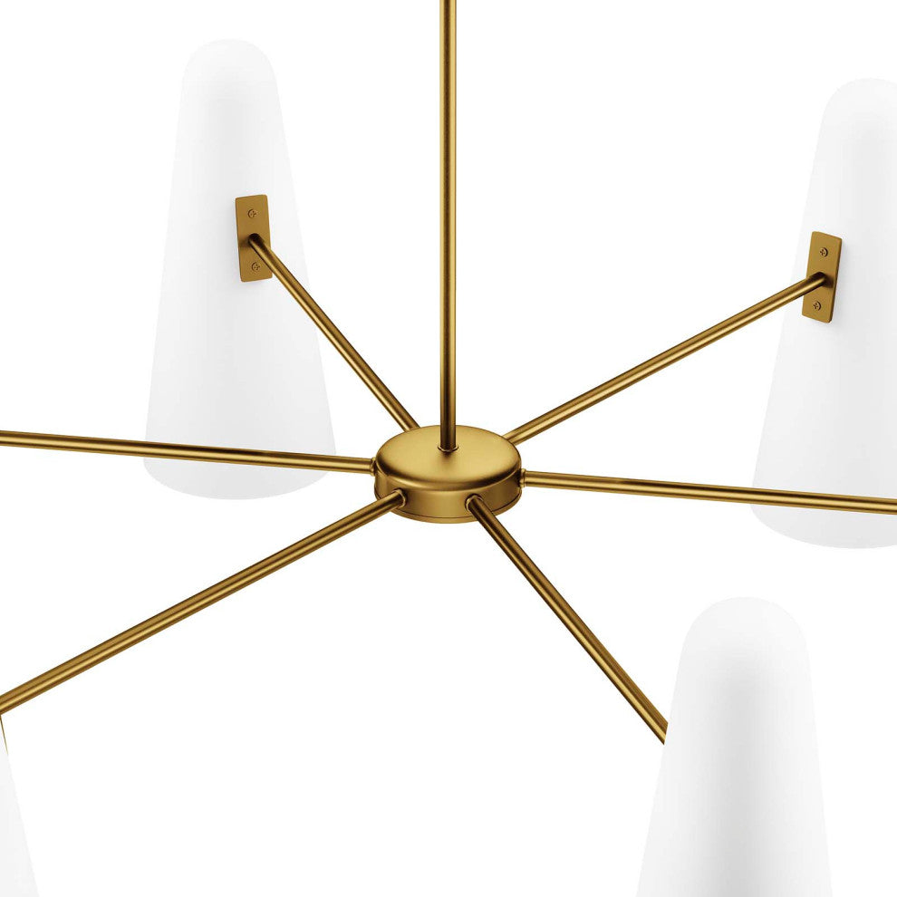 Beacon 6-Light Chandelier, Opal Satin Brass