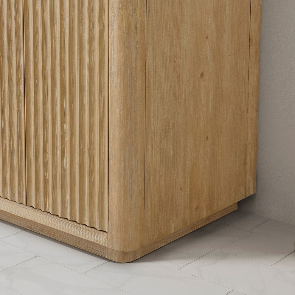 Vinnova Cadiz Bath Vanity, Composite Stone Top, Washed Ash Grey, 48", With Mirror