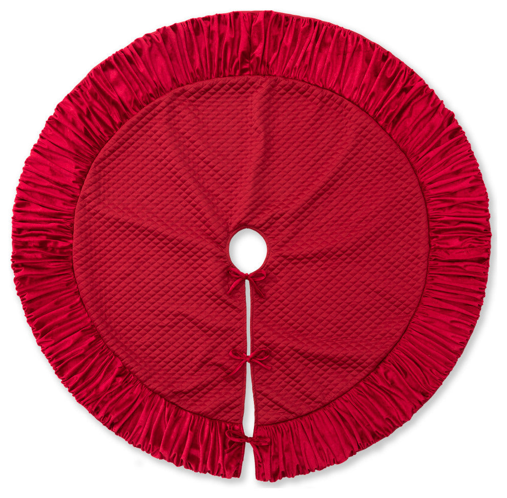 48''D Velvet Ruffled Christmas Tree Skirt