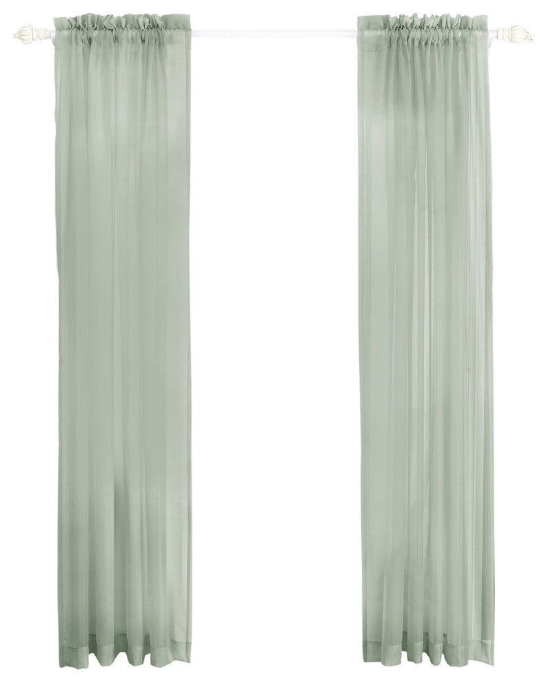 Solid Voile Curtain Set, Aqua Gray, 56"x96"