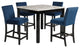Benzara BM272111 Kate 42" 5 Piece Counter Table Set With Velvet Seating, Blue
