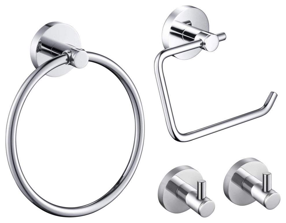 Circular 4-Piece Bathroom Hardware Set, Chrome