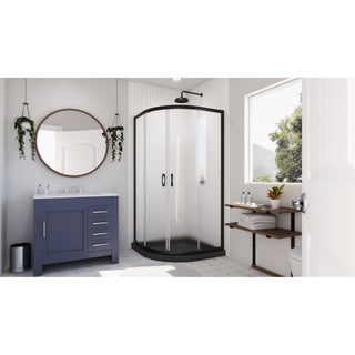 Prime 36x74 3/4 Frosted Glass Sliding Shower Enclosure Satin Black, Black