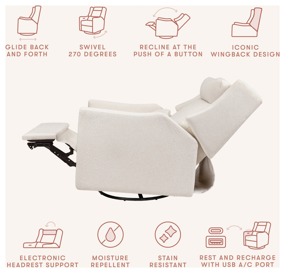 Kiwi Plus Power Glider Recliner w/ Power Headrest, Performance Cream Eco-Weave