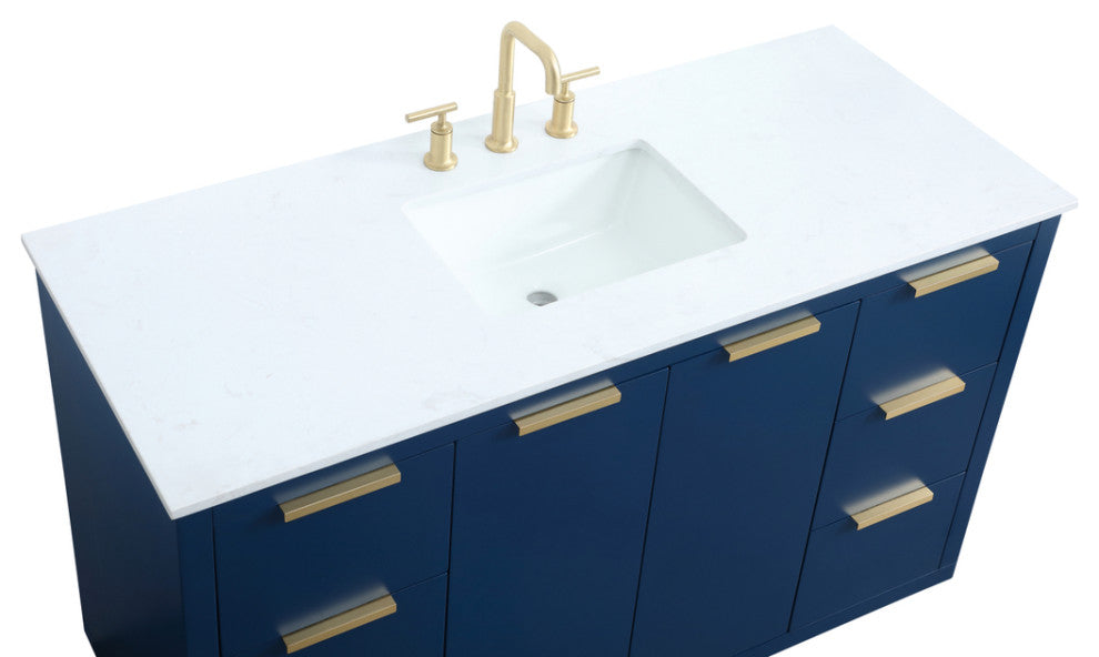 Bethany Single Bathroom Vanity, Blue, 54"