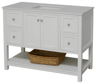 Kitchen Bath Collection Lakeshore 48" Vanity, White, Engineered White