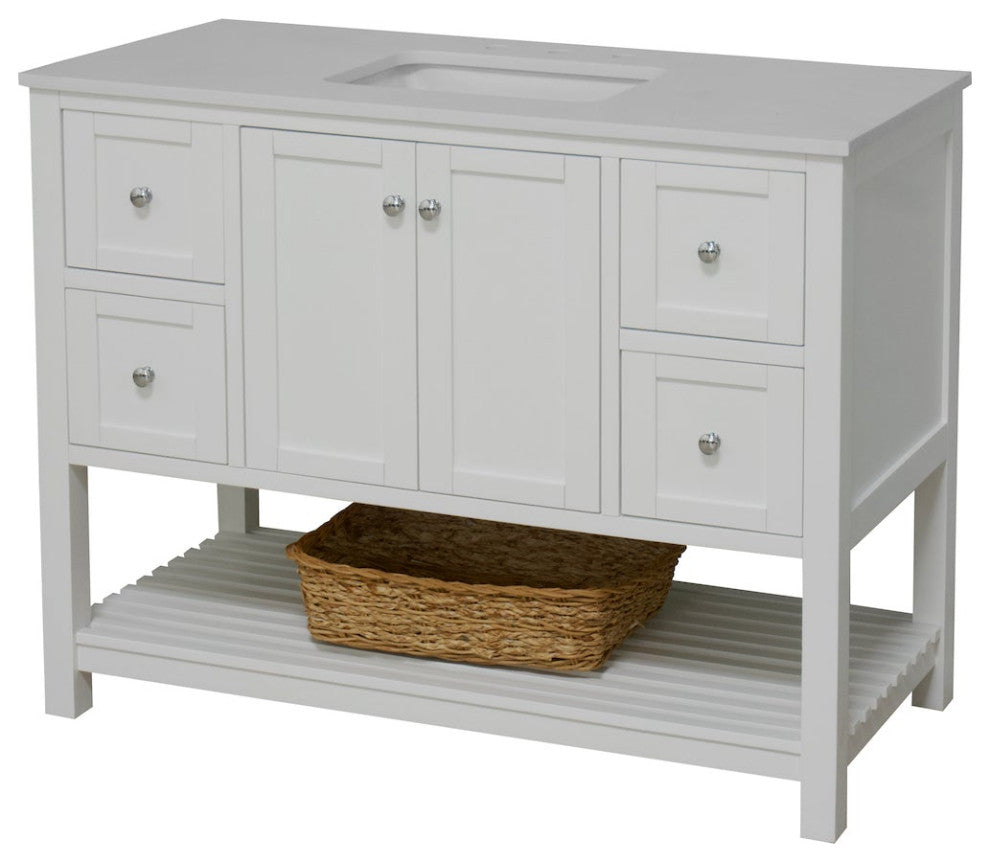 Kitchen Bath Collection Lakeshore 48" Vanity, White, Engineered White