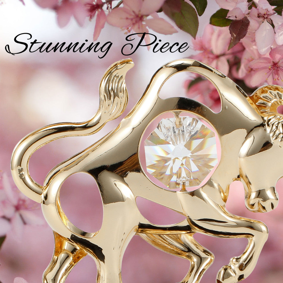 Matashi 24K Gold Plated Zodiac Astrological Figurine With Crystals, Taurus