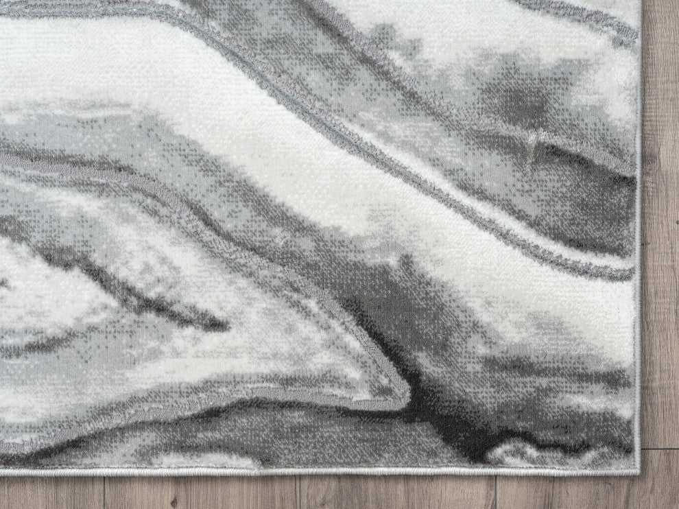 Abani Luna LUN190A Contemporary Grayscale Abstract Agate Area Rug