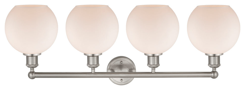 Athens 4-Light 35" Bath Vanity Light, Satin Nickel, Matte White