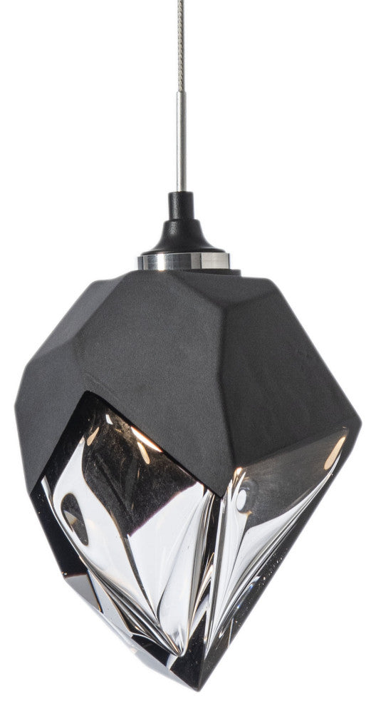 Chrysalis 1-Light Small Pendant Black Finish- Standard, Black Crystal