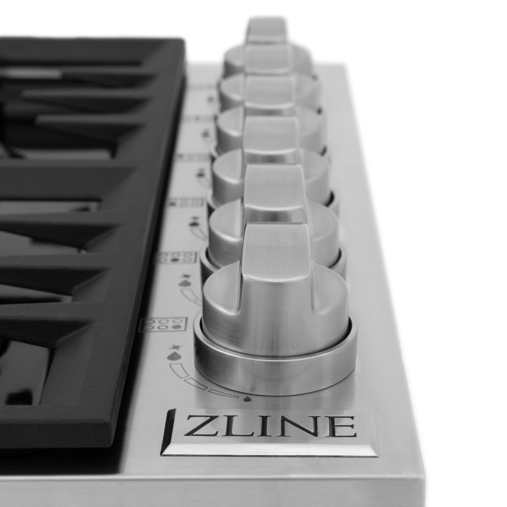ZLINE 36" Dropin Gas Stovetop with 6 Gas Burners and Black Porcelain Top